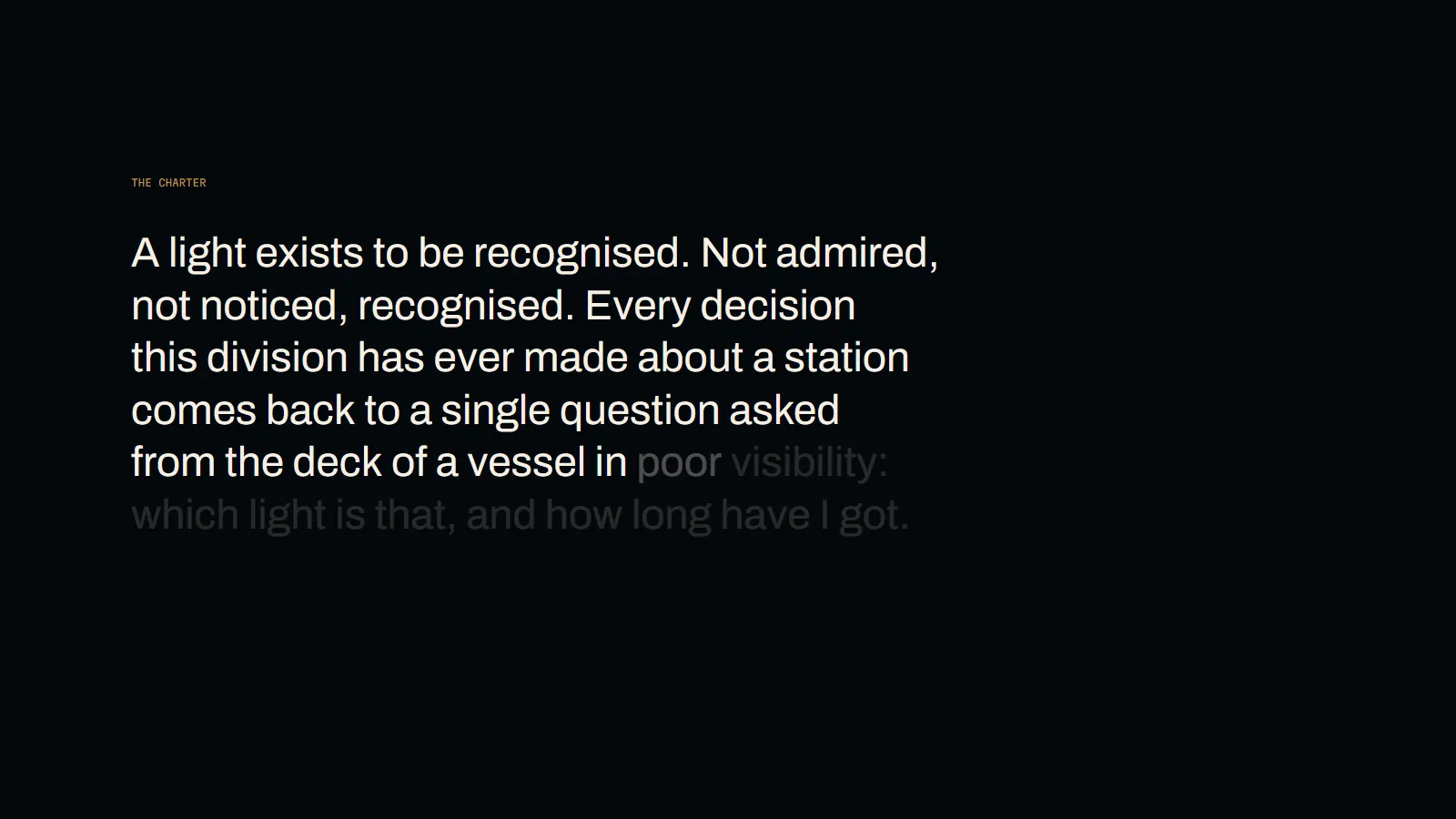 The charter section of Pharos Division, setting out what the division exists to do